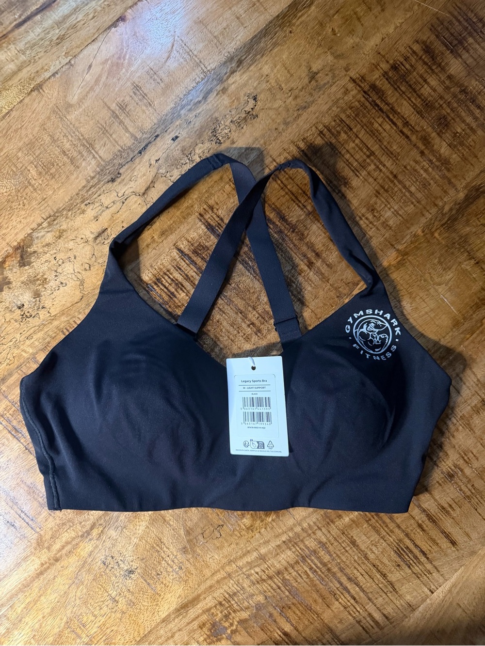 Gymshark Black Padded Sports Bra with Logo